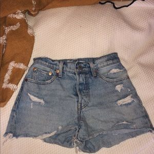 Light Wash Distressed Shorts